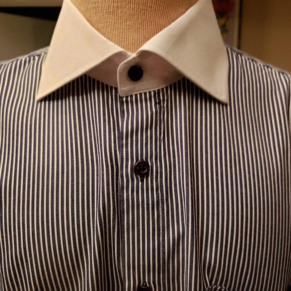 Assante gray pinstripe dress shirt.